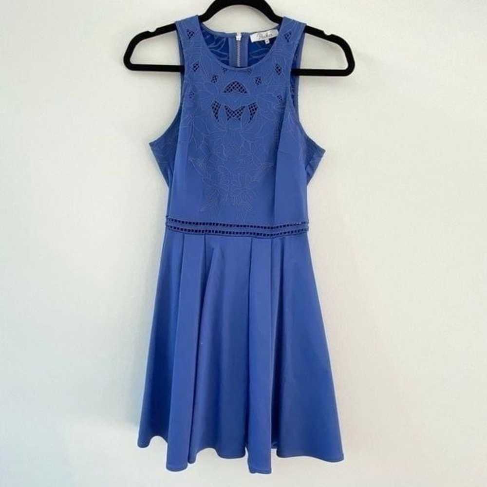 Parker Blue Floral Mesh Detail Dress - image 9