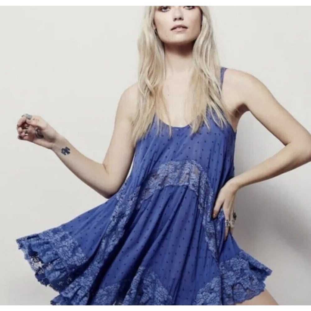 Free People Intimately She Swings Slip Blue Dress… - image 3