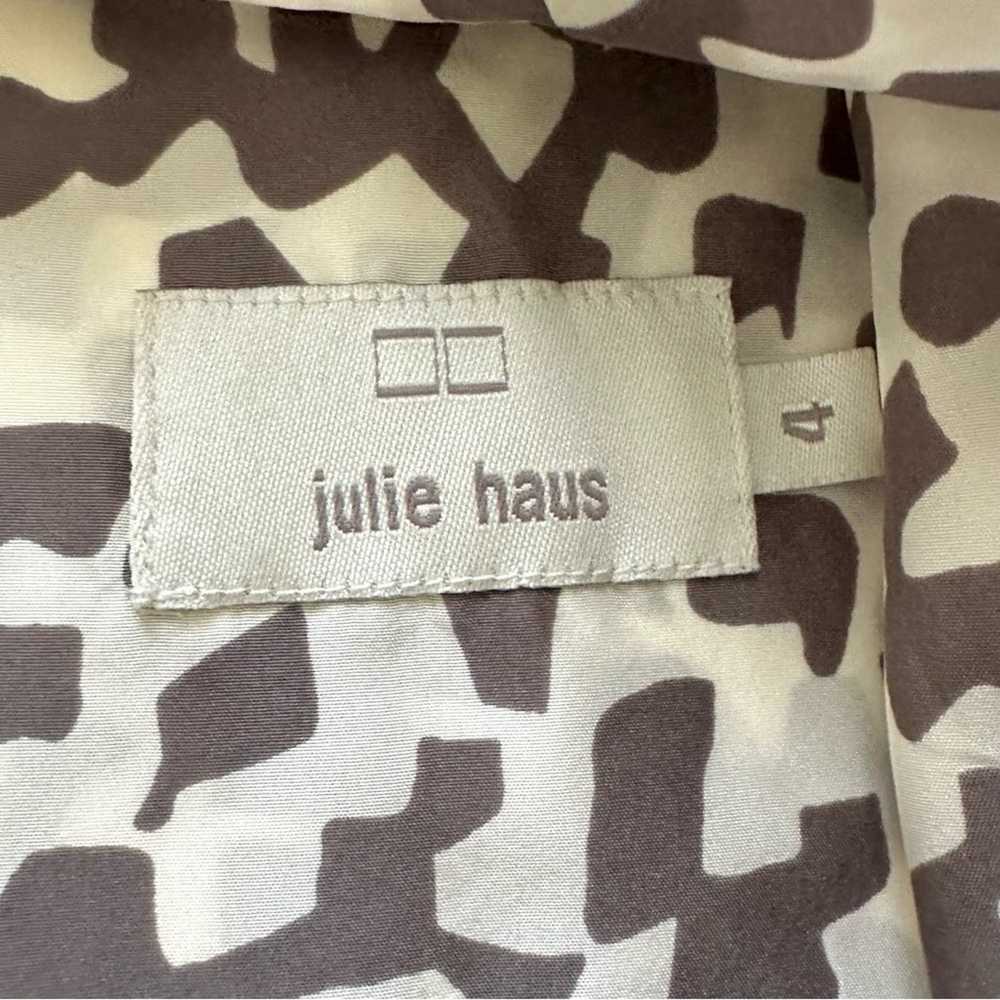 Julie Haus Dress Silk Ivory Taupe Deep V-Neck V-B… - image 2