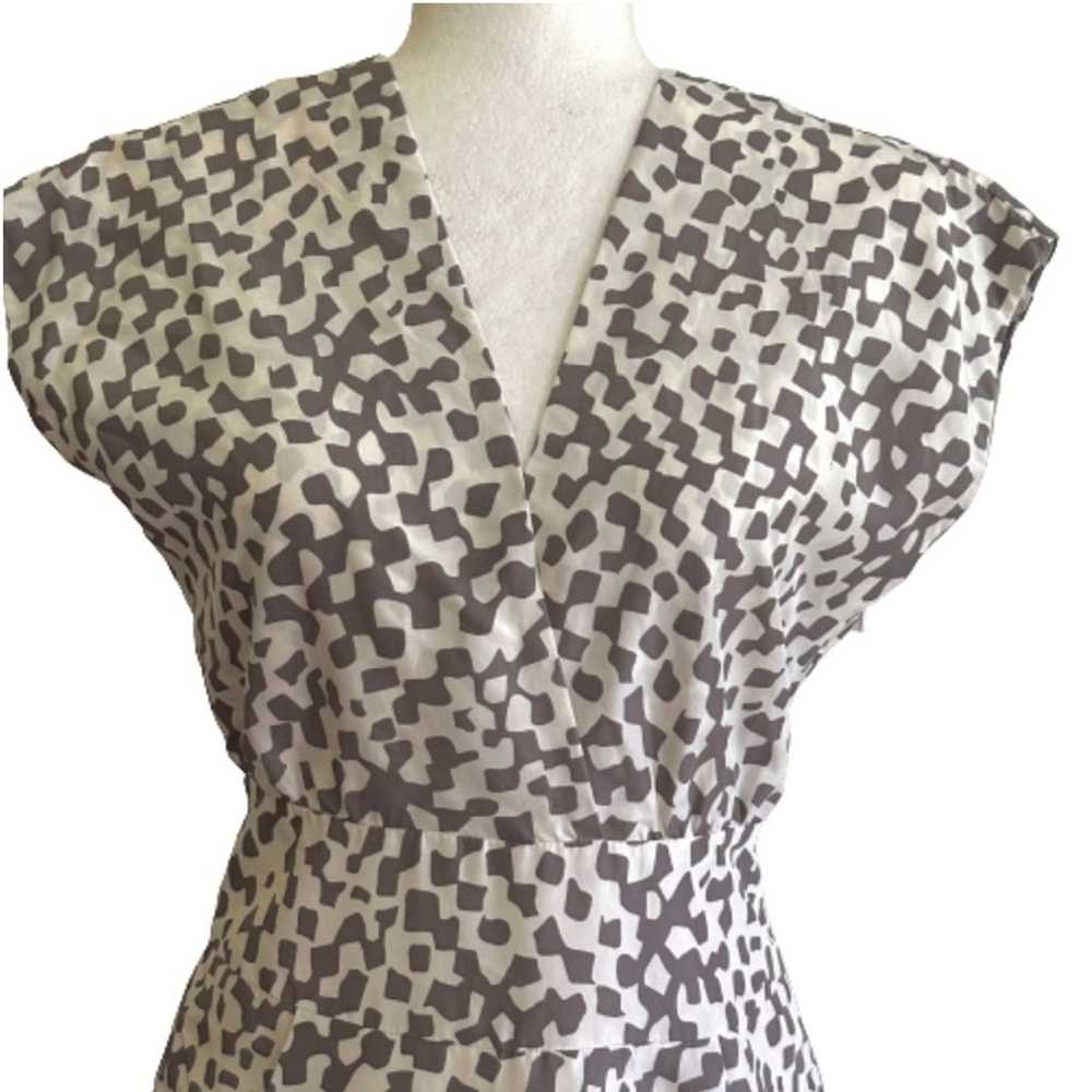 Julie Haus Dress Silk Ivory Taupe Deep V-Neck V-B… - image 3