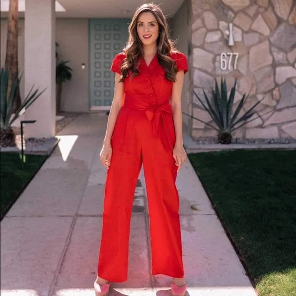 Gal Meets Glam Camille Venetian Red Jumpsuit - image 2