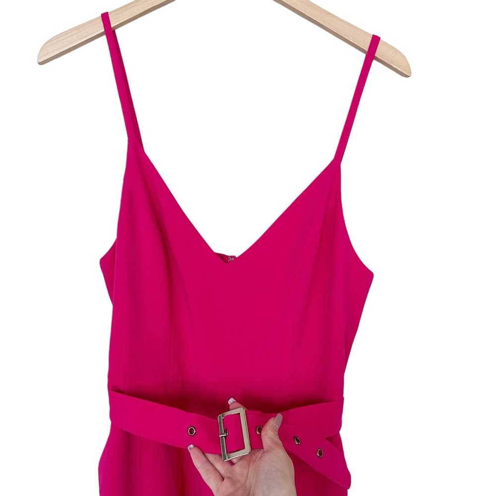 Bebe Pink Spaghetti Strap Belted Jumpsuit Sz 8 - image 2