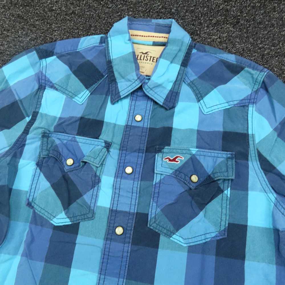 Vintage Hollister Shirt Adult Small Blue Plaid Sn… - image 2