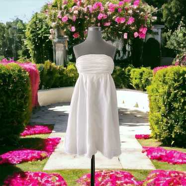 Women's Dress J. CREW White Linen Strapless Prom … - image 1