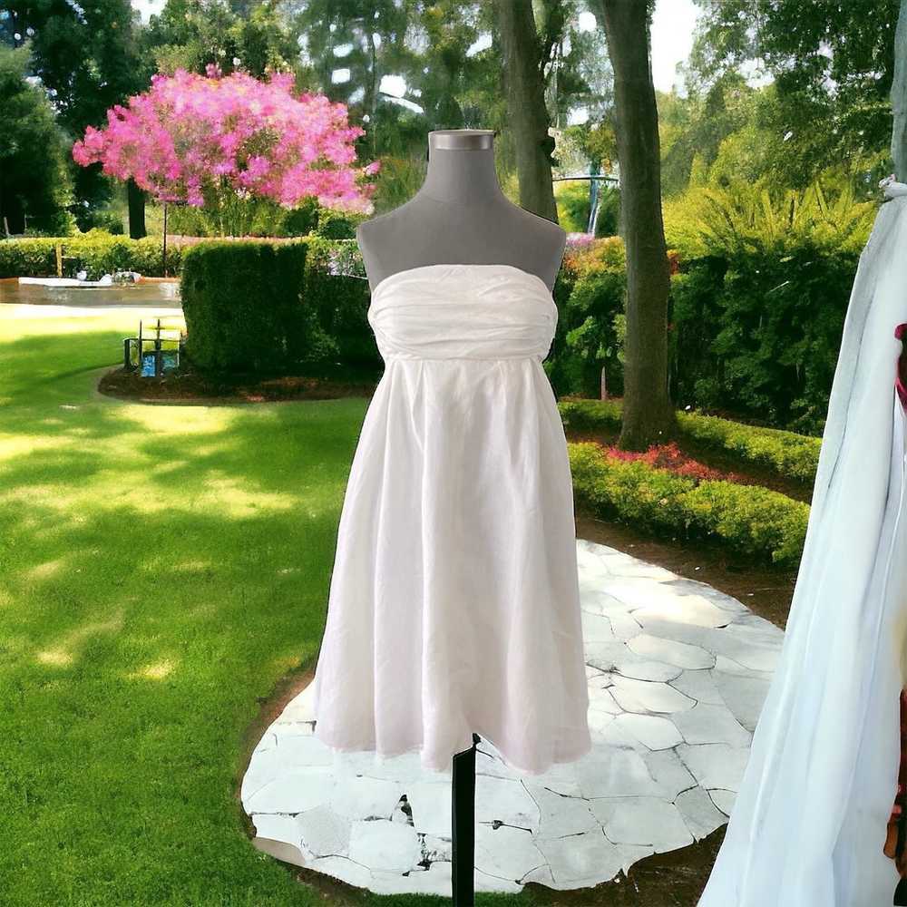 Women's Dress J. CREW White Linen Strapless Prom … - image 2