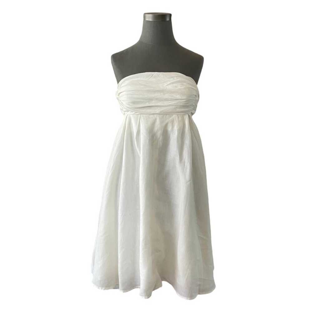 Women's Dress J. CREW White Linen Strapless Prom … - image 3