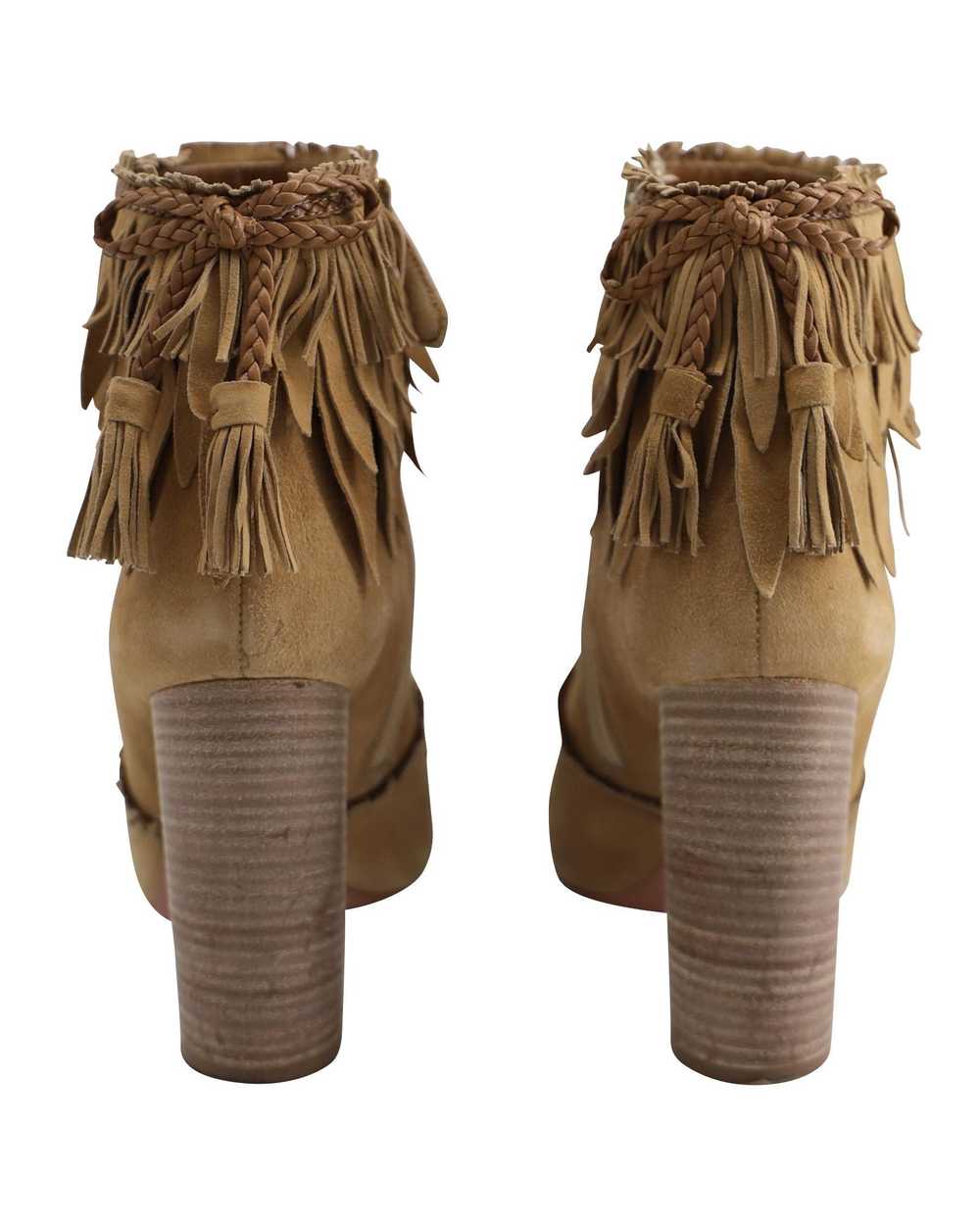 Aquazzura Fringed Beige Suede Ankle Boots with Bl… - image 3