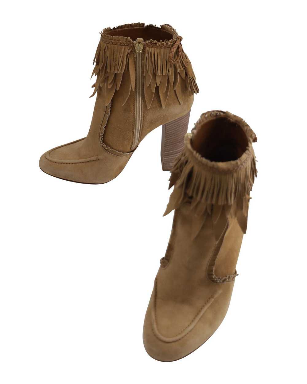 Aquazzura Fringed Beige Suede Ankle Boots with Bl… - image 9