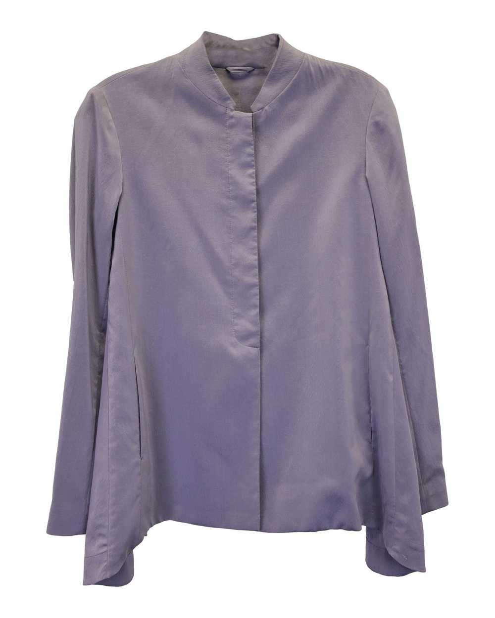 Brunello Cucinelli Silk Button-Up Top with Band C… - image 1
