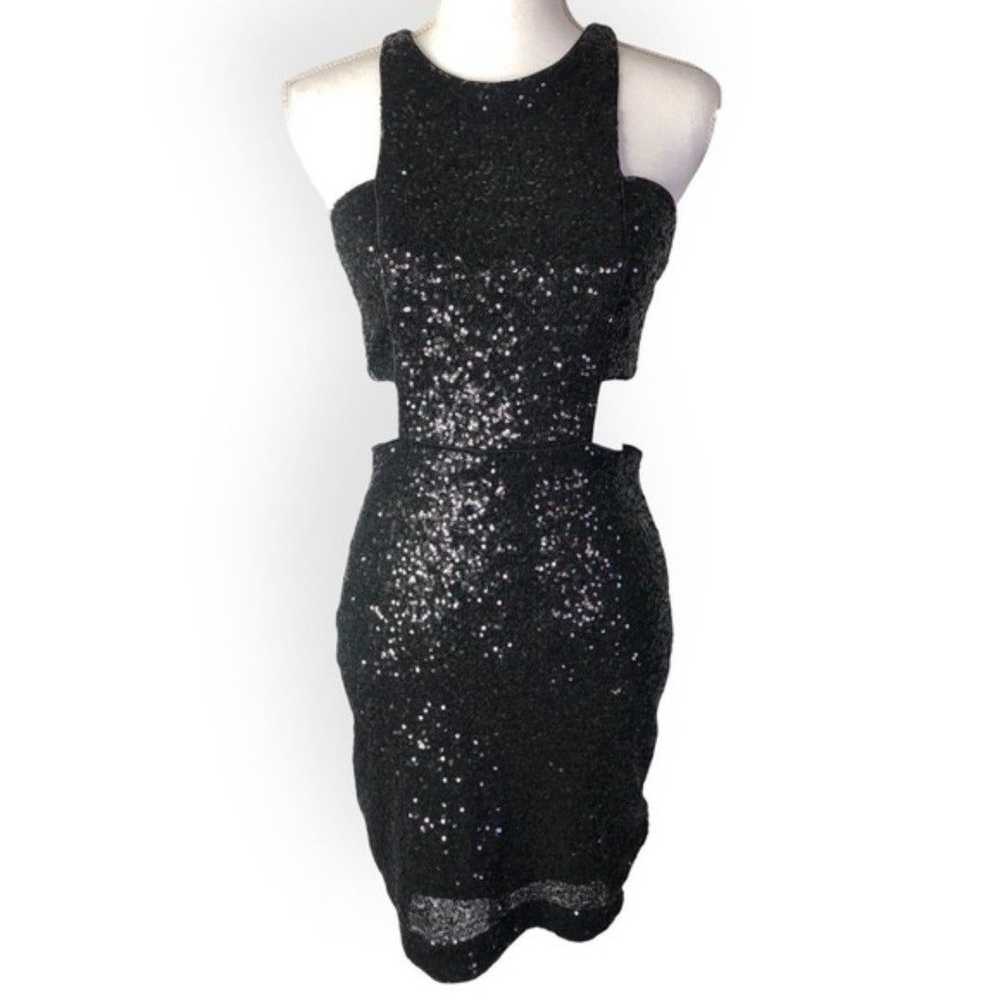 Express Sequins Black Cut Out Mini Dress - image 4