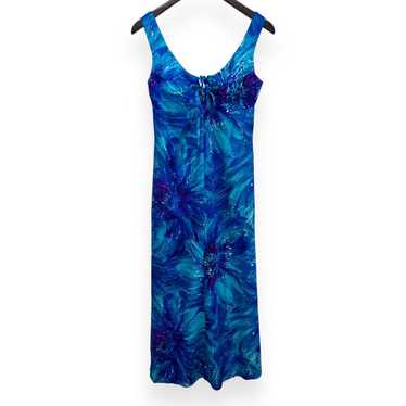 Vintage Mildreds of Hawaii Blue Floral Maxi Dress… - image 1