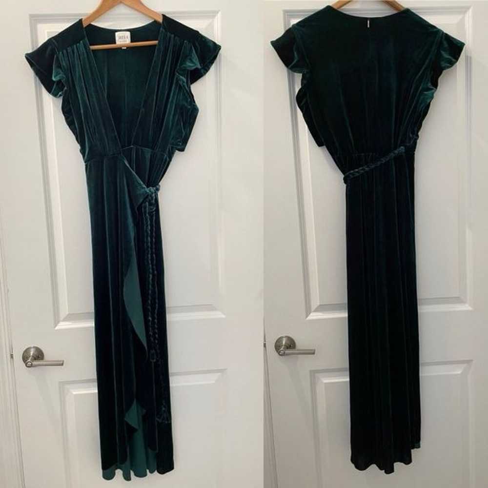 MISA Los Angeles Carolina Velvet Wrap Dress Emera… - image 4