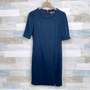 WORTH Half Sleeve Ponte Sheath Dress Navy Blue Zi… - image 1