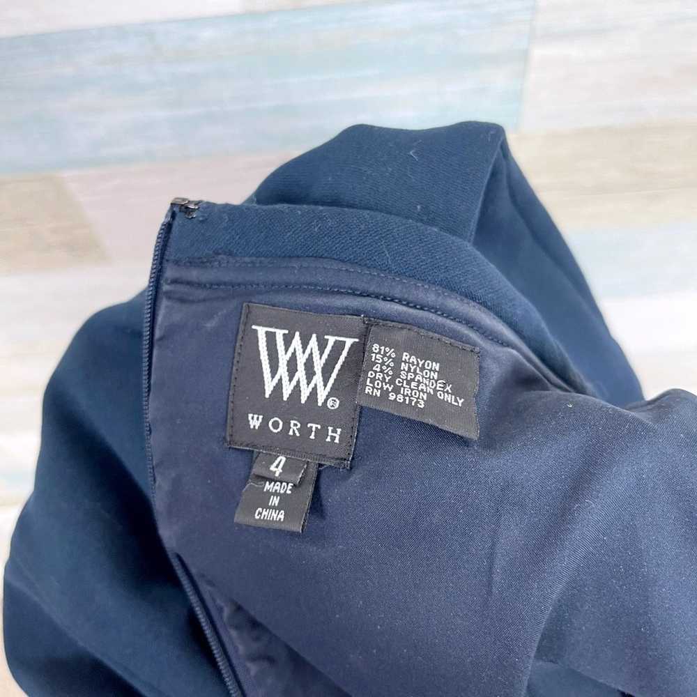 WORTH Half Sleeve Ponte Sheath Dress Navy Blue Zi… - image 7