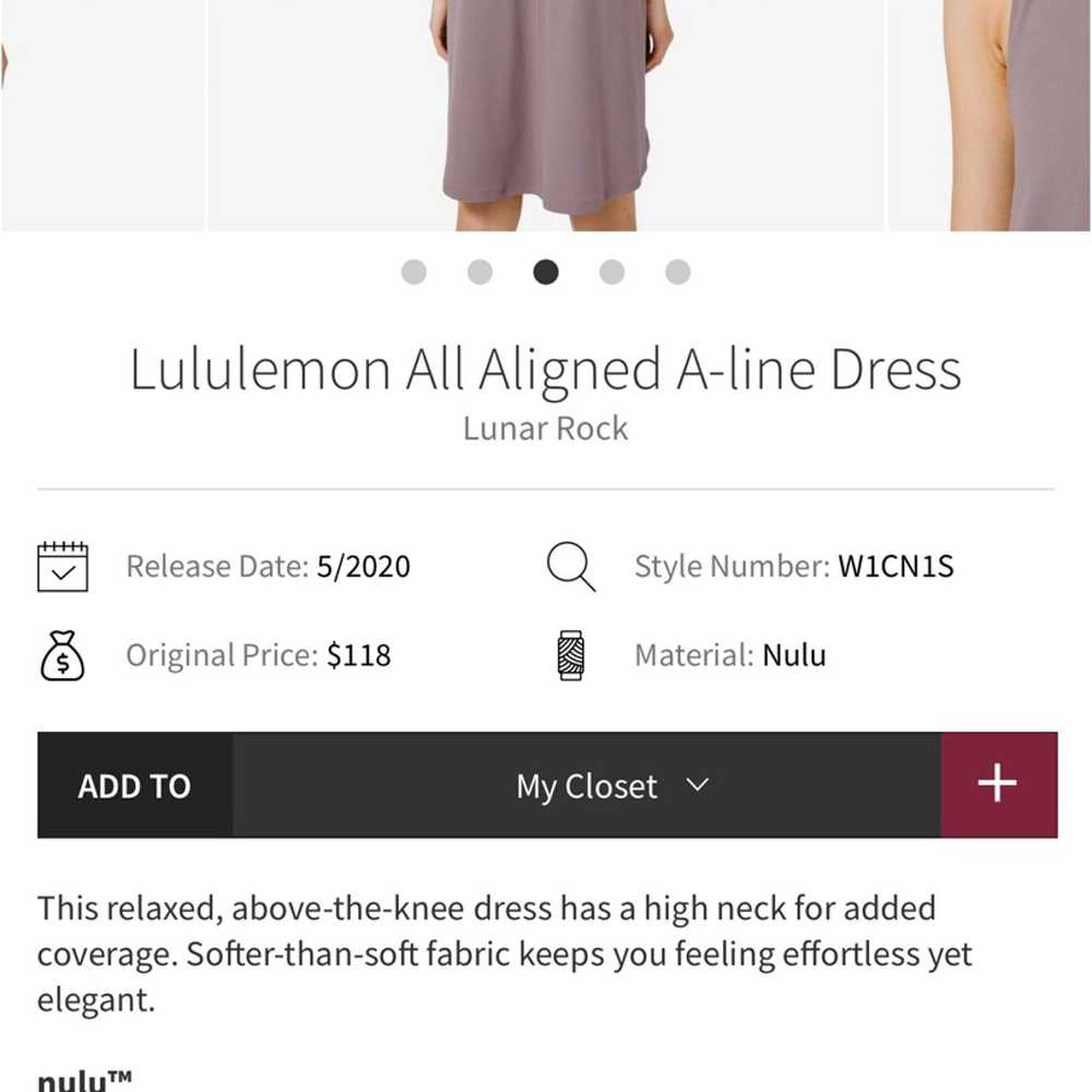 Lululemon All Aligned A-line Dress P2P 20” Size 10 - image 6