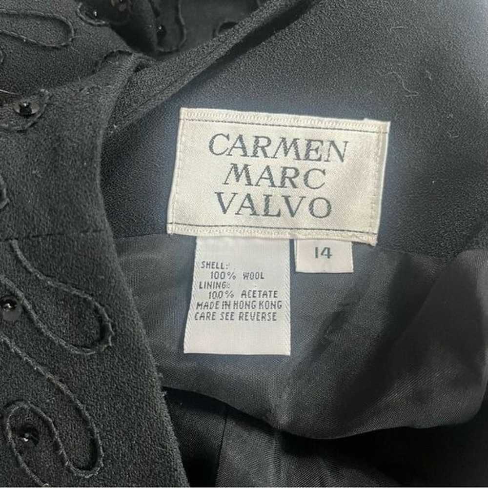Vintage 90s Carmen Marc Valo Beaded Wool Sheath D… - image 4