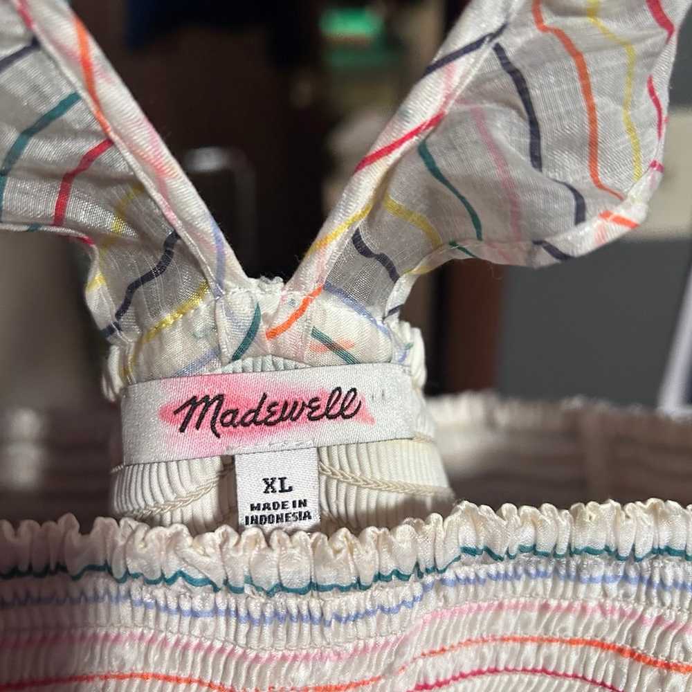 Madewell Smocked Rainbow Ruffle Sleeved Midi Dres… - image 6