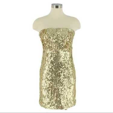 NWOT EXPRESS Soft Gold Sequin Tube Dress - image 1