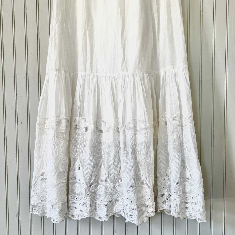 Morgan White Cotton Multi Lace Sleeveless Maxi Dr… - image 4