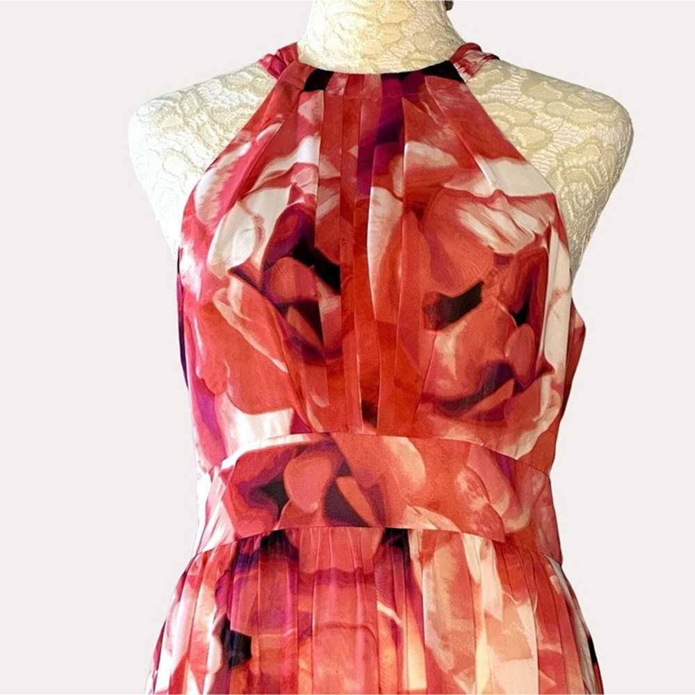 Eliza J Pleated Maxi Halter Dress Chiffon Floral … - image 4