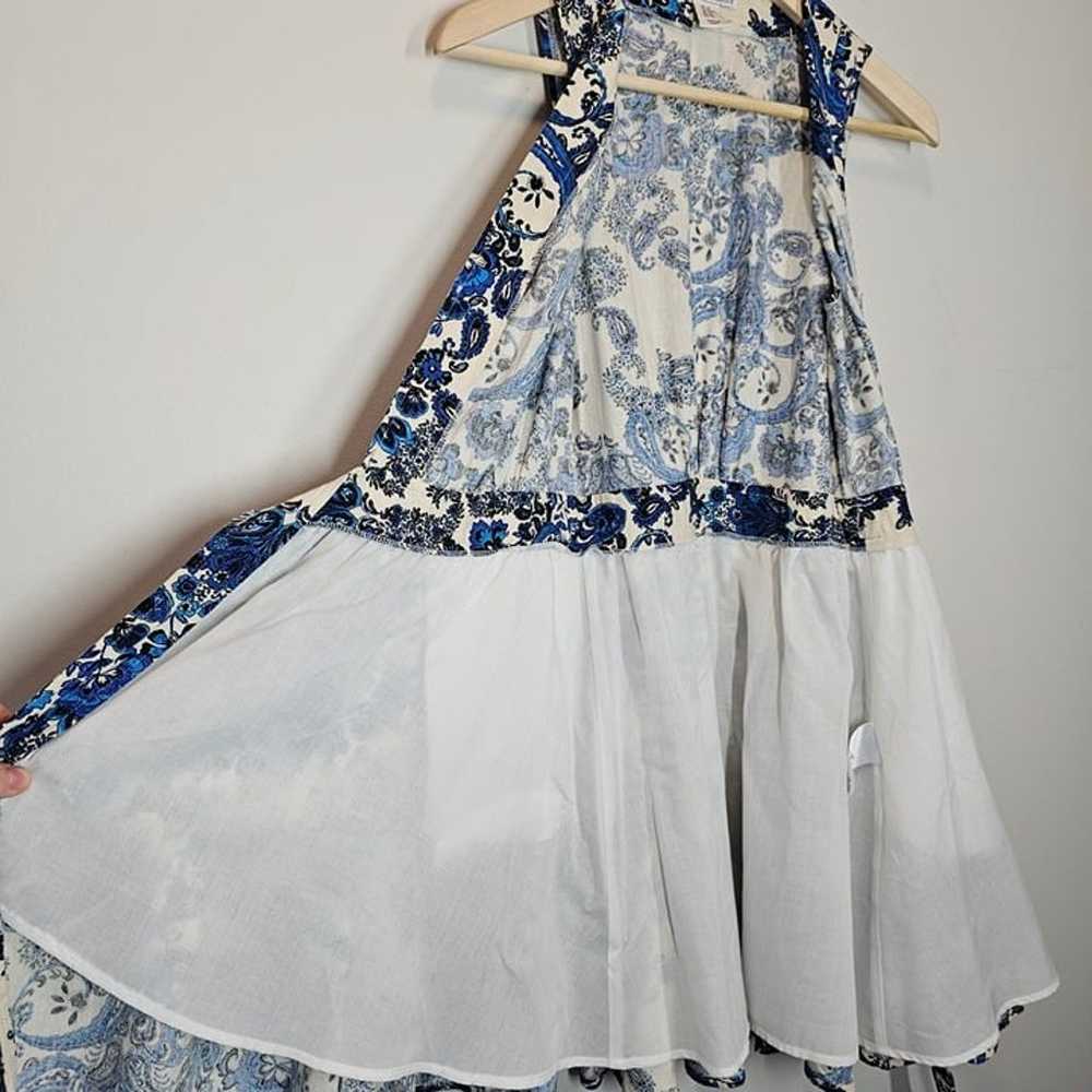 Christian Lacroix Linen Wrap Mini Dress Blue Flor… - image 10