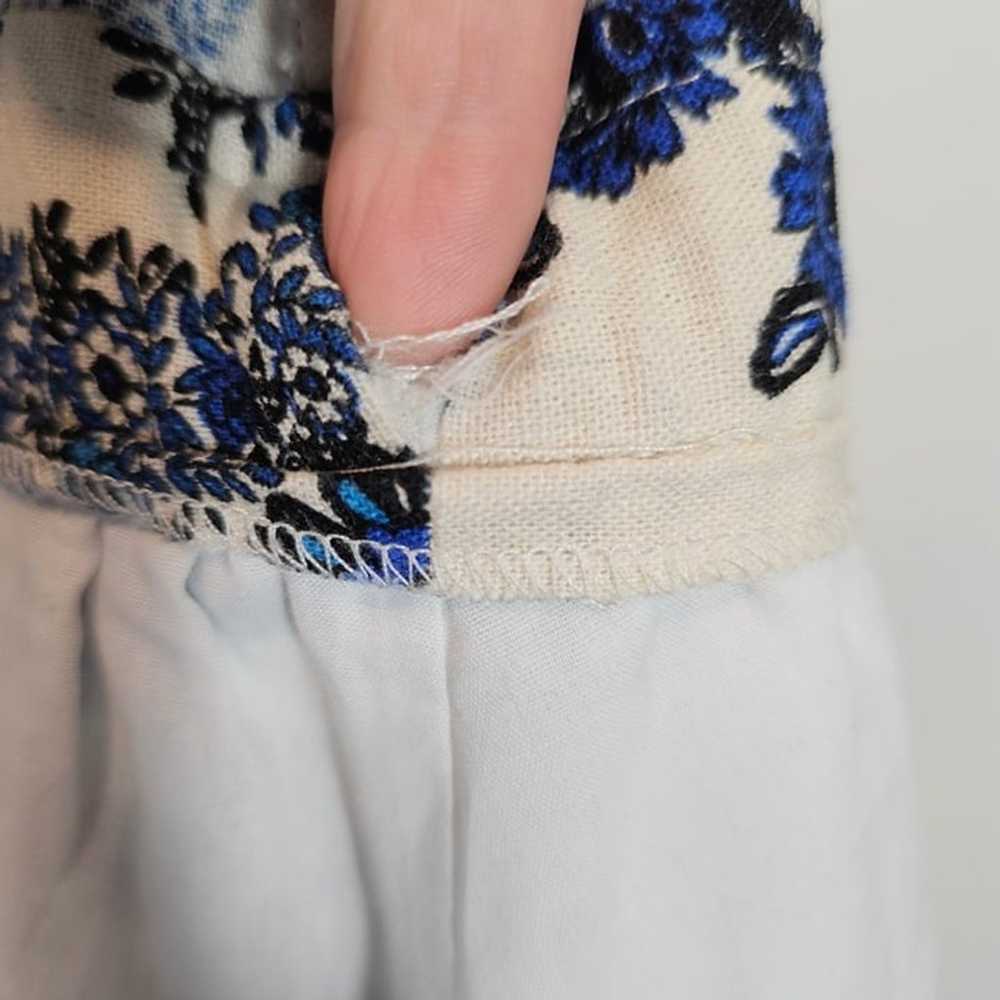 Christian Lacroix Linen Wrap Mini Dress Blue Flor… - image 11