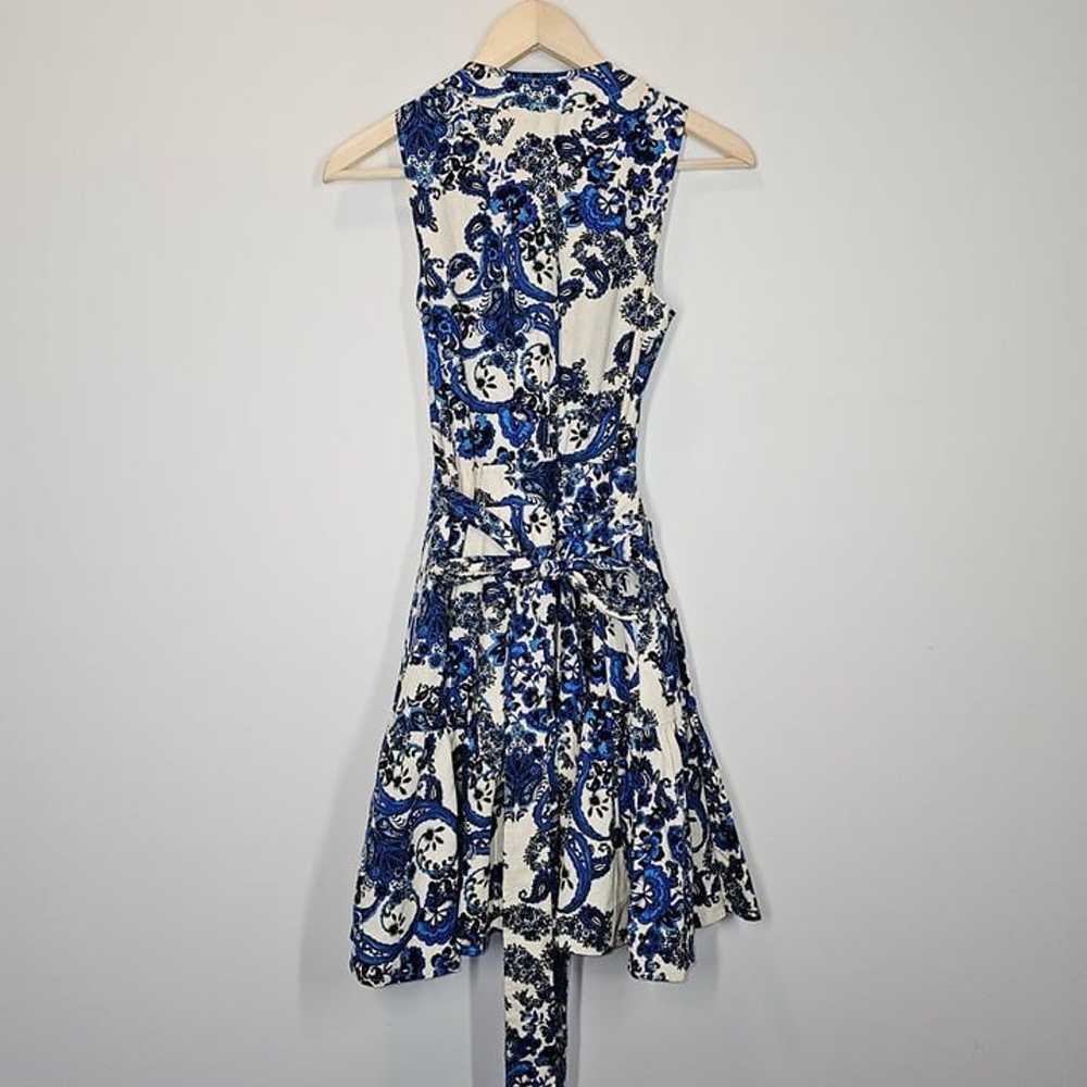 Christian Lacroix Linen Wrap Mini Dress Blue Flor… - image 7