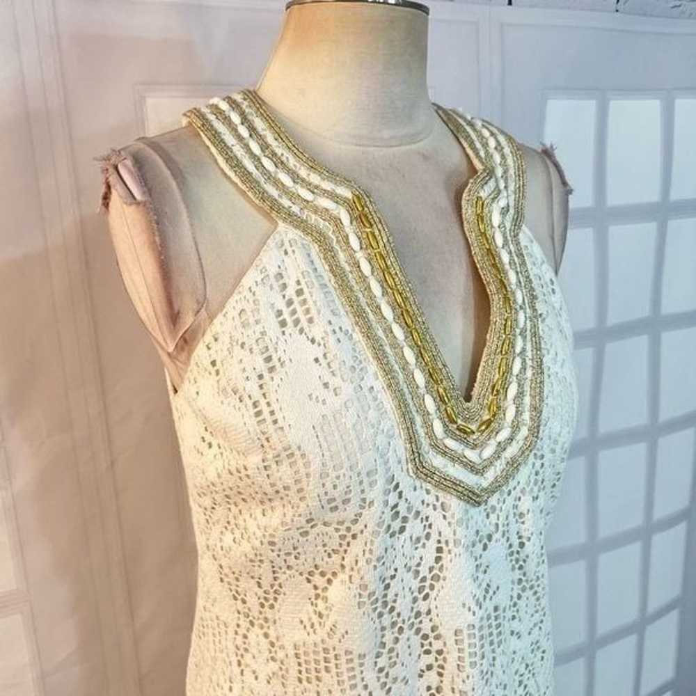 Lilly Pulitzer ivory lace gold beaded neckline Ca… - image 5