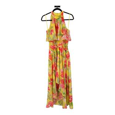 Eliza J Dress Floral Halter Neck high low yellow … - image 1