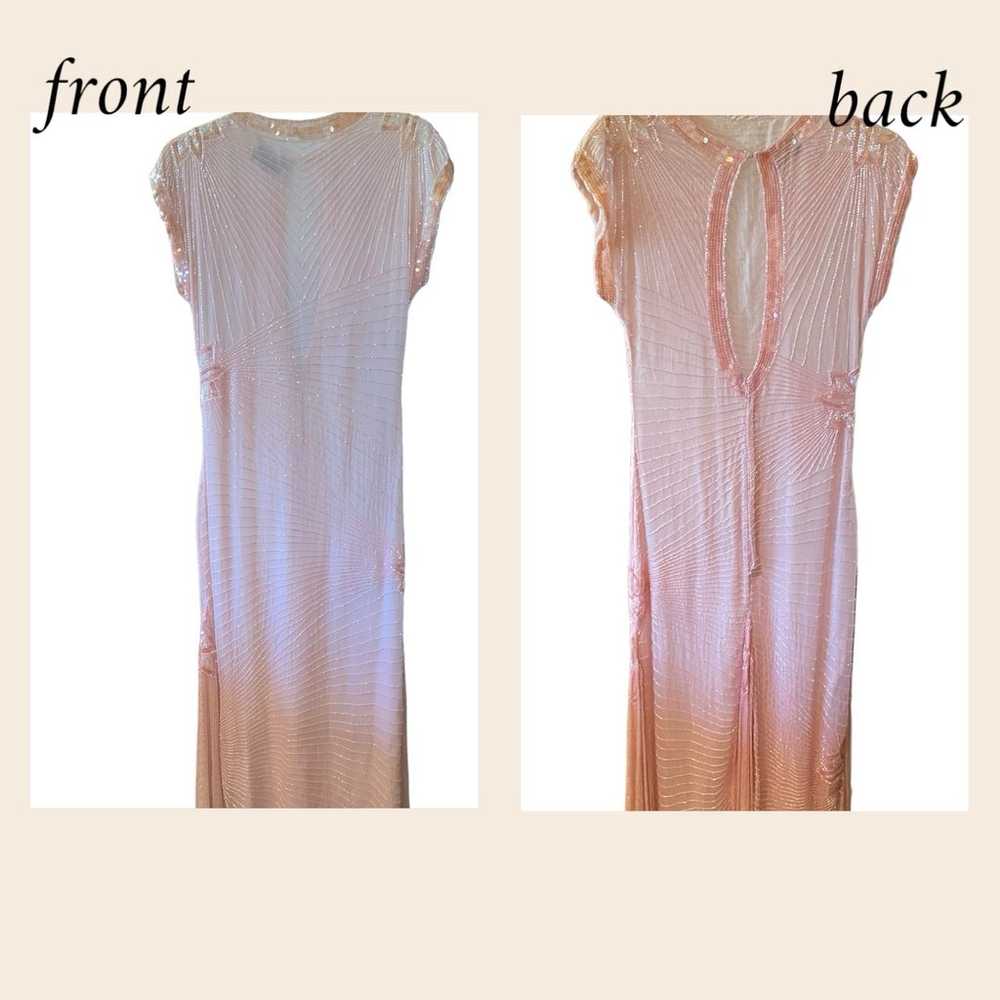 vintage blush pink silk beaded evening dress - image 1