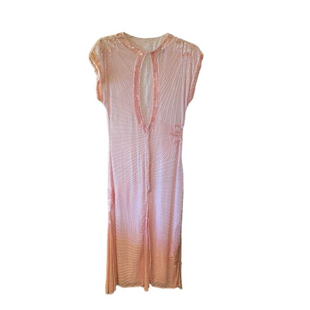 vintage blush pink silk beaded evening dress - image 3