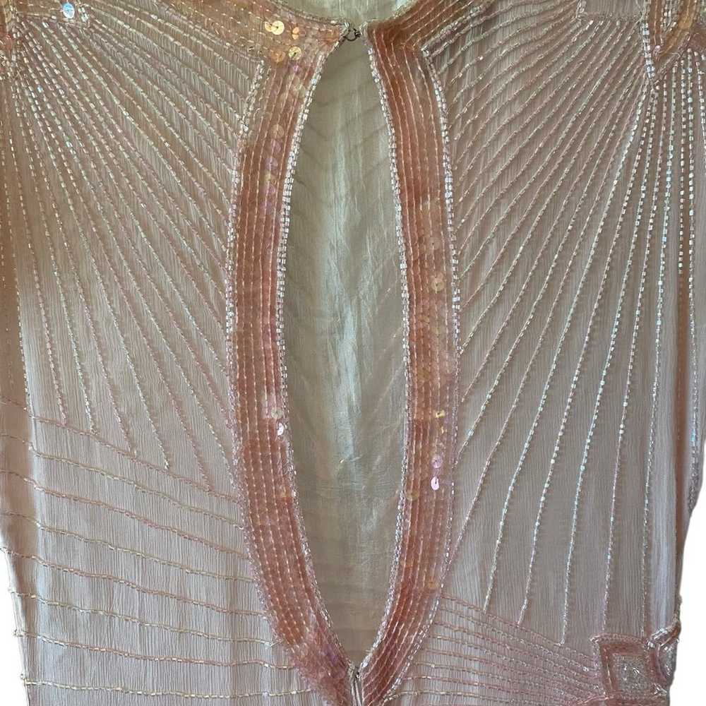vintage blush pink silk beaded evening dress - image 4