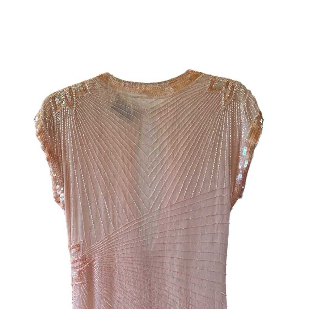 vintage blush pink silk beaded evening dress - image 5