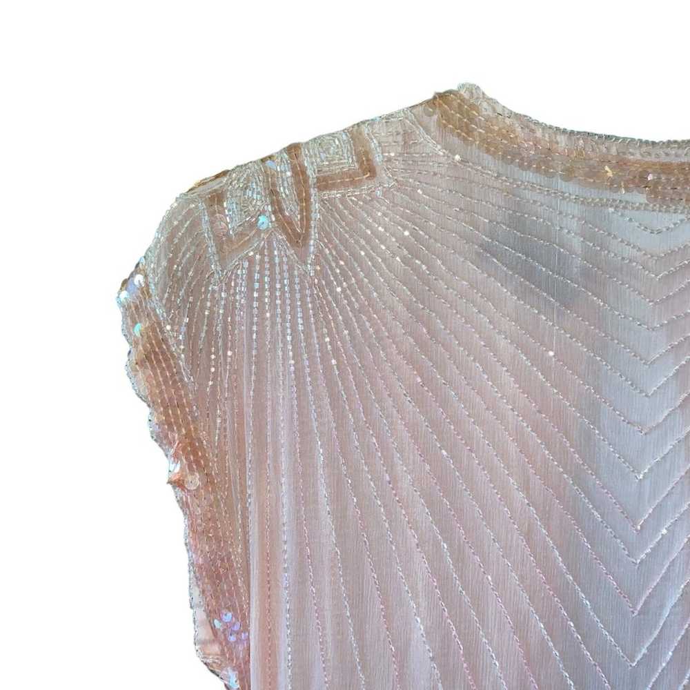 vintage blush pink silk beaded evening dress - image 6
