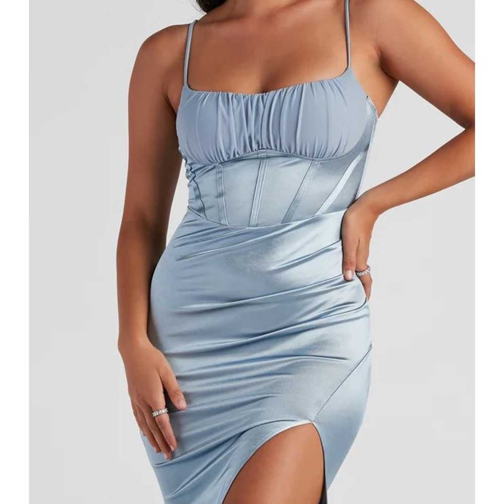 Windsor Monae Formal Satin Corset Dress in Blue M… - image 2