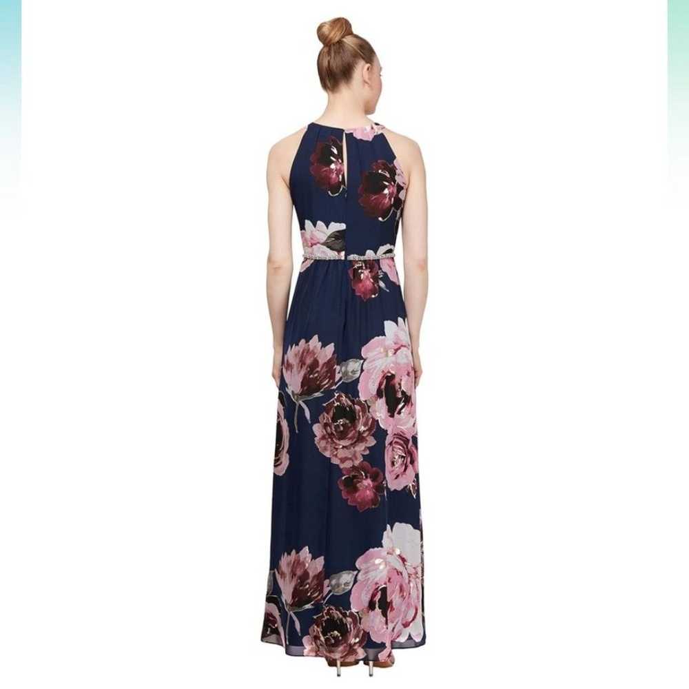 SLNY Navy Floral Maxi Formal Dress Size 12 - image 3