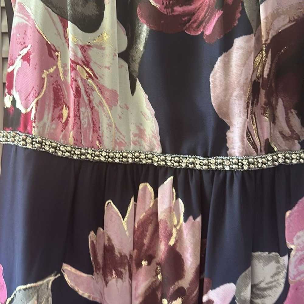 SLNY Navy Floral Maxi Formal Dress Size 12 - image 5
