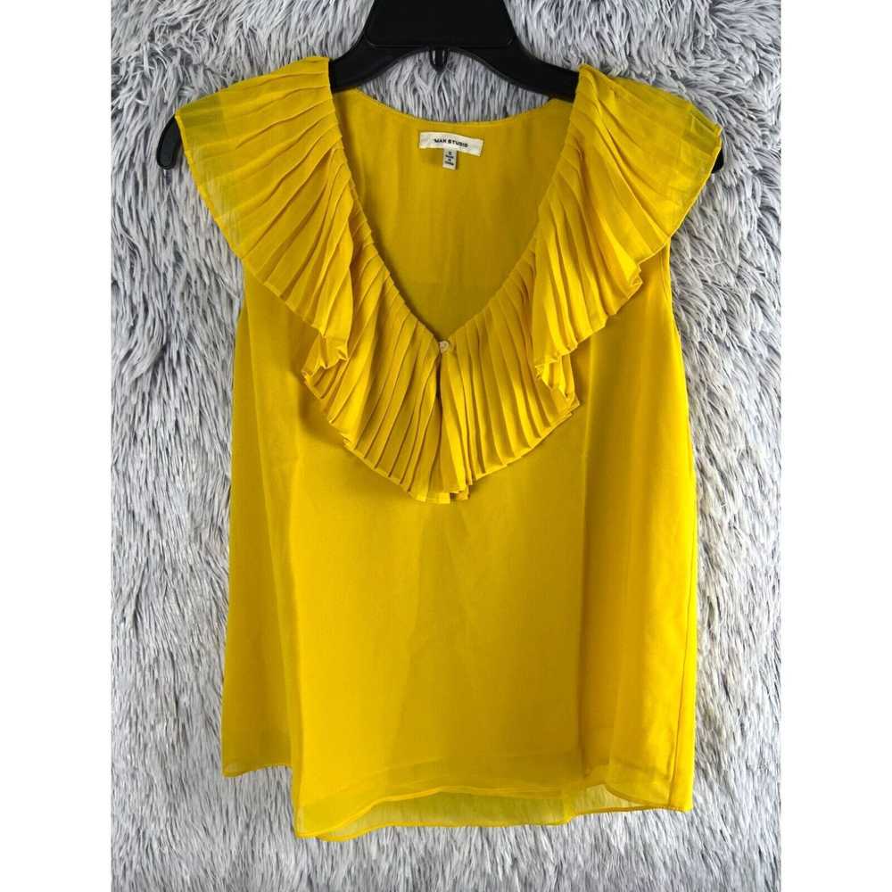 Vintage Max Studio Blouse Woman Small Yellow Slee… - image 1