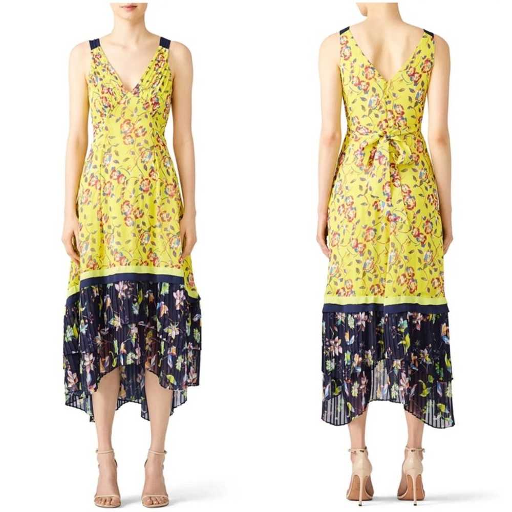 TANYA TAYLOR Everly Lemon Garden Silk Floral Slee… - image 1