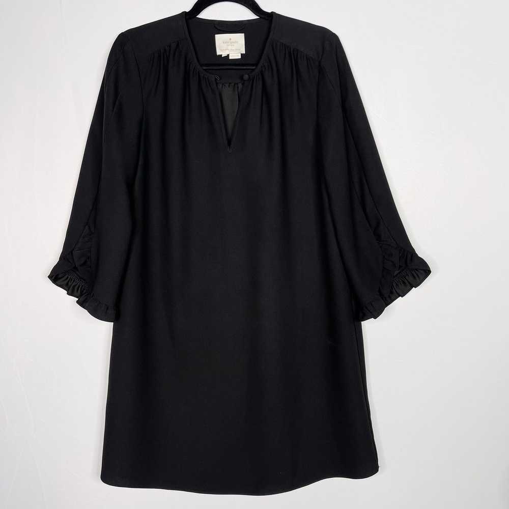 Kate Spade Small S Black Ruffle Sleeve Crepe Dres… - image 1