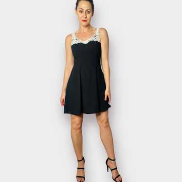 90s Jump Apparel Co Black Party Dress with White … - image 1