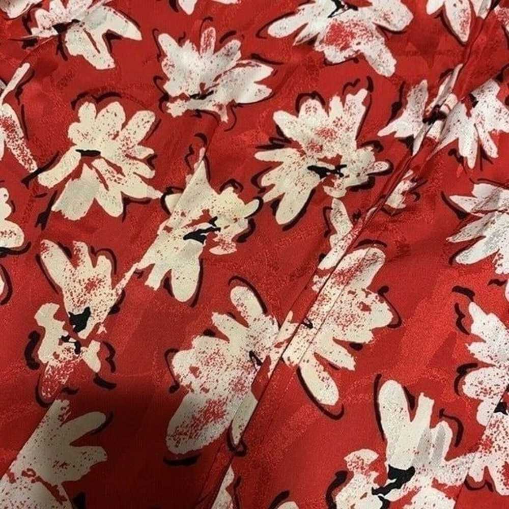 saks fifth avenue vintage red white floral silk l… - image 4