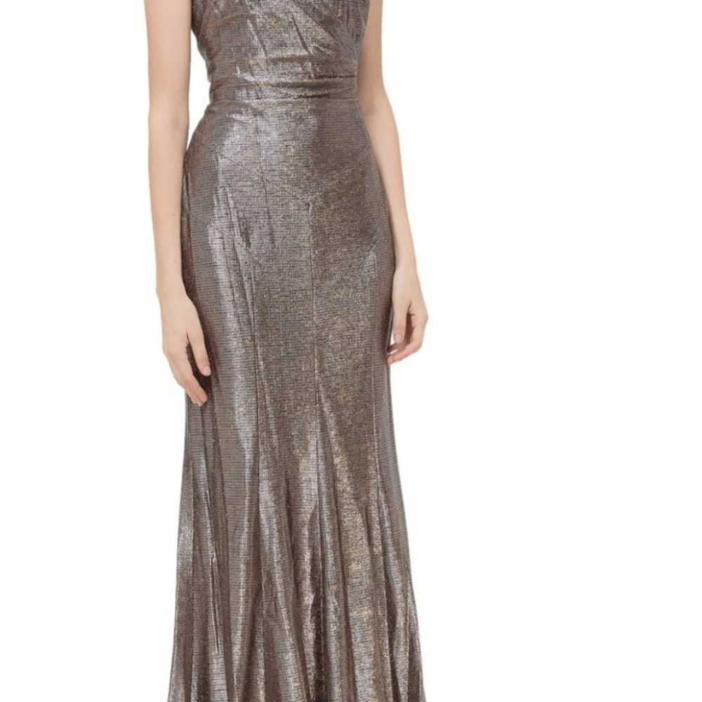 RALPH LAUREN GATHERED V-NECK METALLIC GOLD GOWN  … - image 2