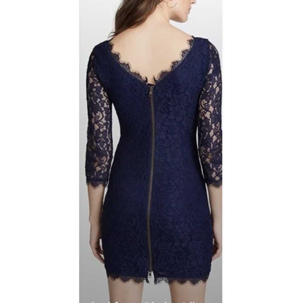 Adrianna Papell Navy Lace Overlay Sheath Cocktail… - image 3