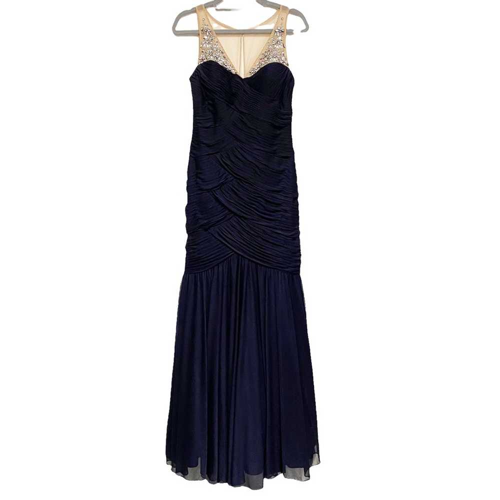 Adrianna Papell Womens Size 6 Navy Pleated Jewel … - image 1