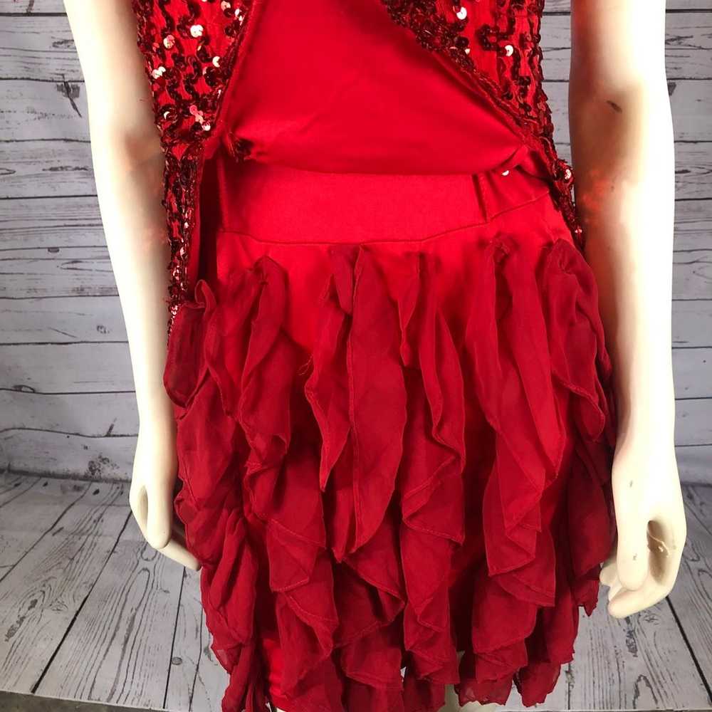 Vintage Dollar Red Sequence layered ruffled dress… - image 10