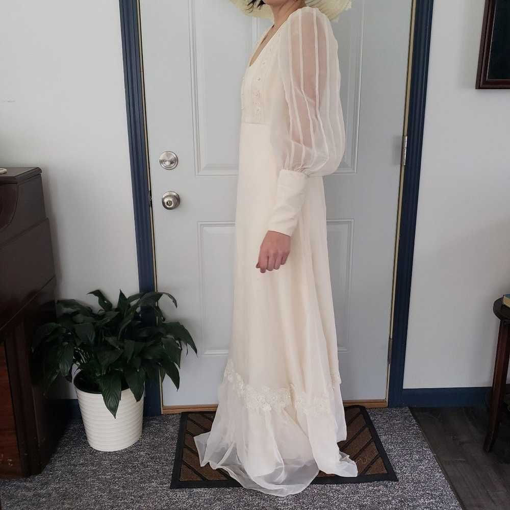 70s/80s Prarie Wedding Dress and Hat - image 2