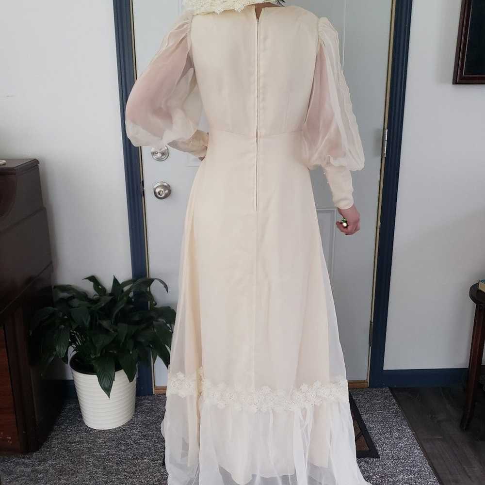 70s/80s Prarie Wedding Dress and Hat - image 3