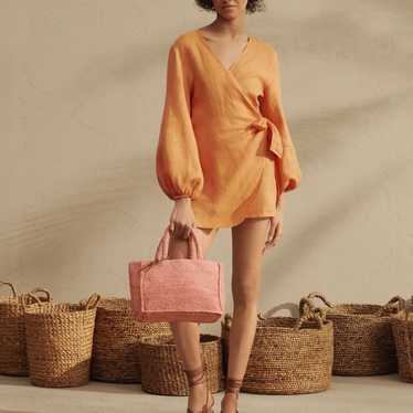 Manebi 100% Linen Biarritz Wrap Dress in Orange N… - image 1