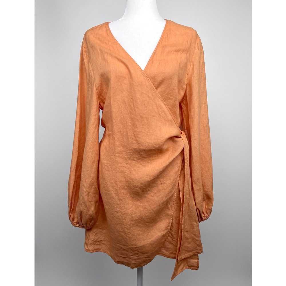 Manebi 100% Linen Biarritz Wrap Dress in Orange N… - image 2